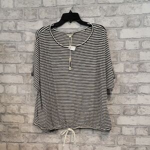 Max Studios London NWT  2x Striped Black & White Women's Top Drawstring Waist